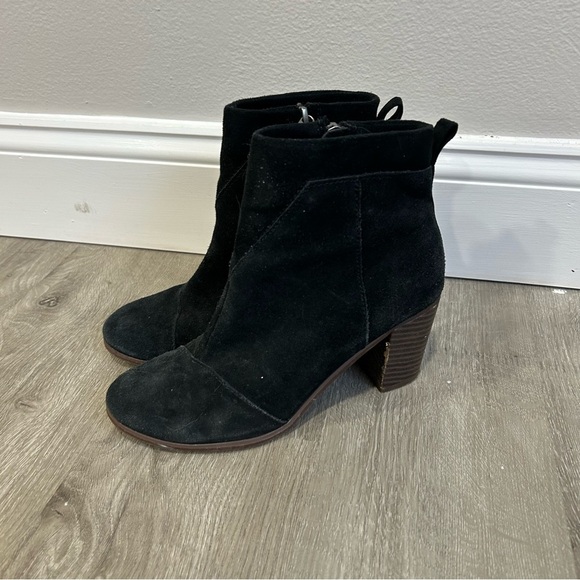 Toms Women’s Lunata Black Ankle Heel Boots Booties Zip Up Size 8 - Picture 1 of 8